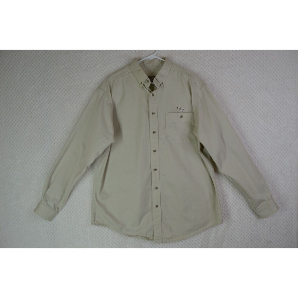 Creekwood Men's XL Tall Khaki Button Down Heavyweight Duck Logo Shirt
